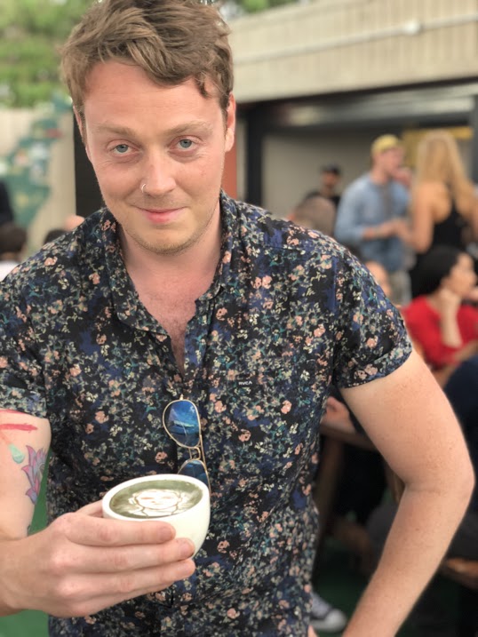 Michael Breach showing off his coffee art. 