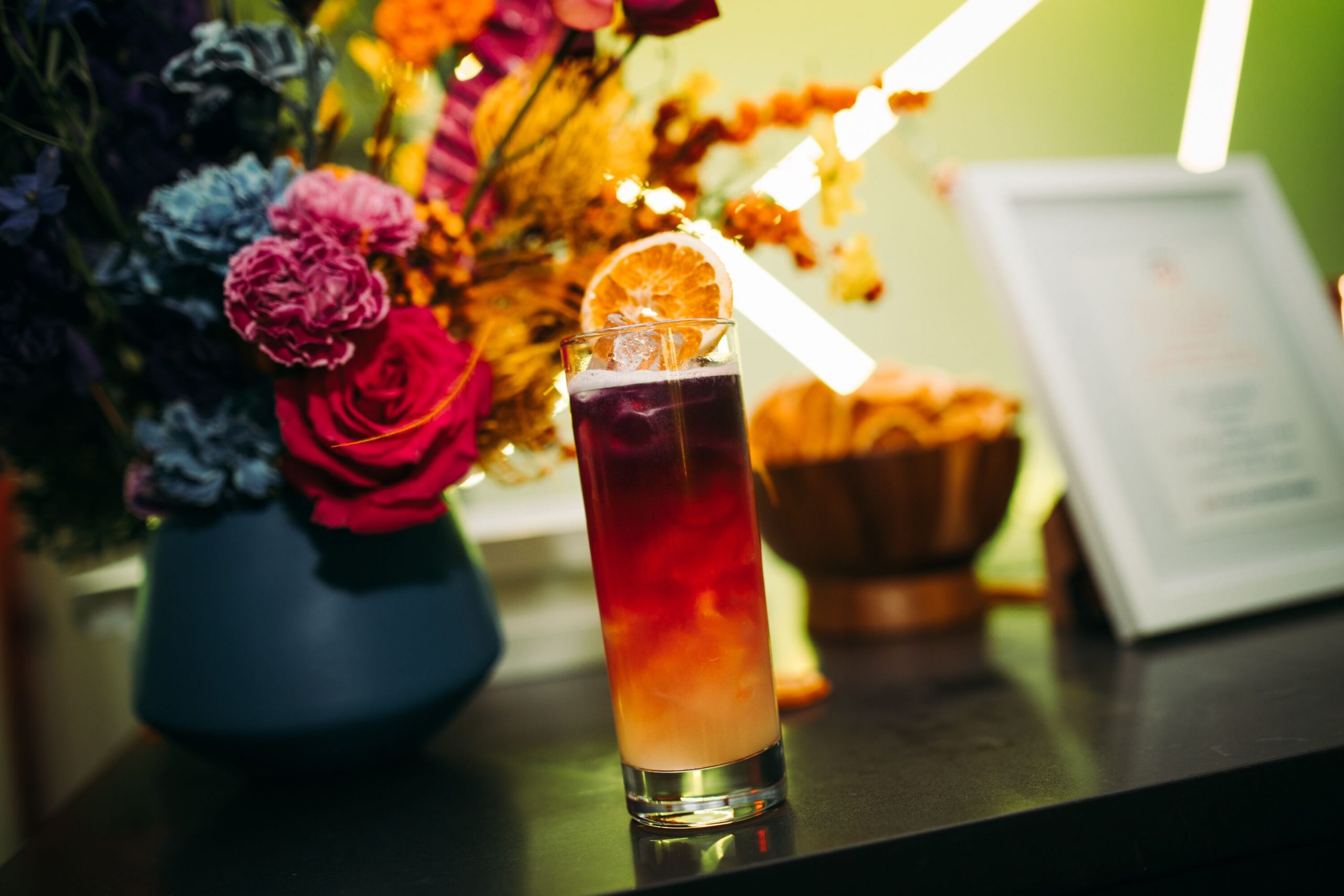 Beautiful and colorful cocktails at an Instagram event by Leslie Smith.