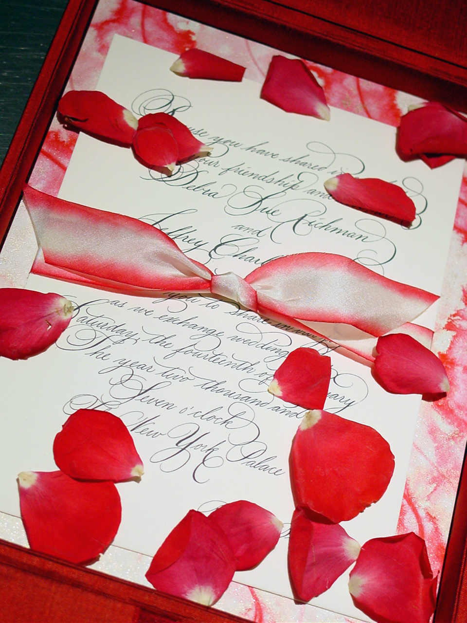 Christine Traulich and the team at RedBliss started the silk box invitation trend that became popular for weddings and other events in New York City and beyond.