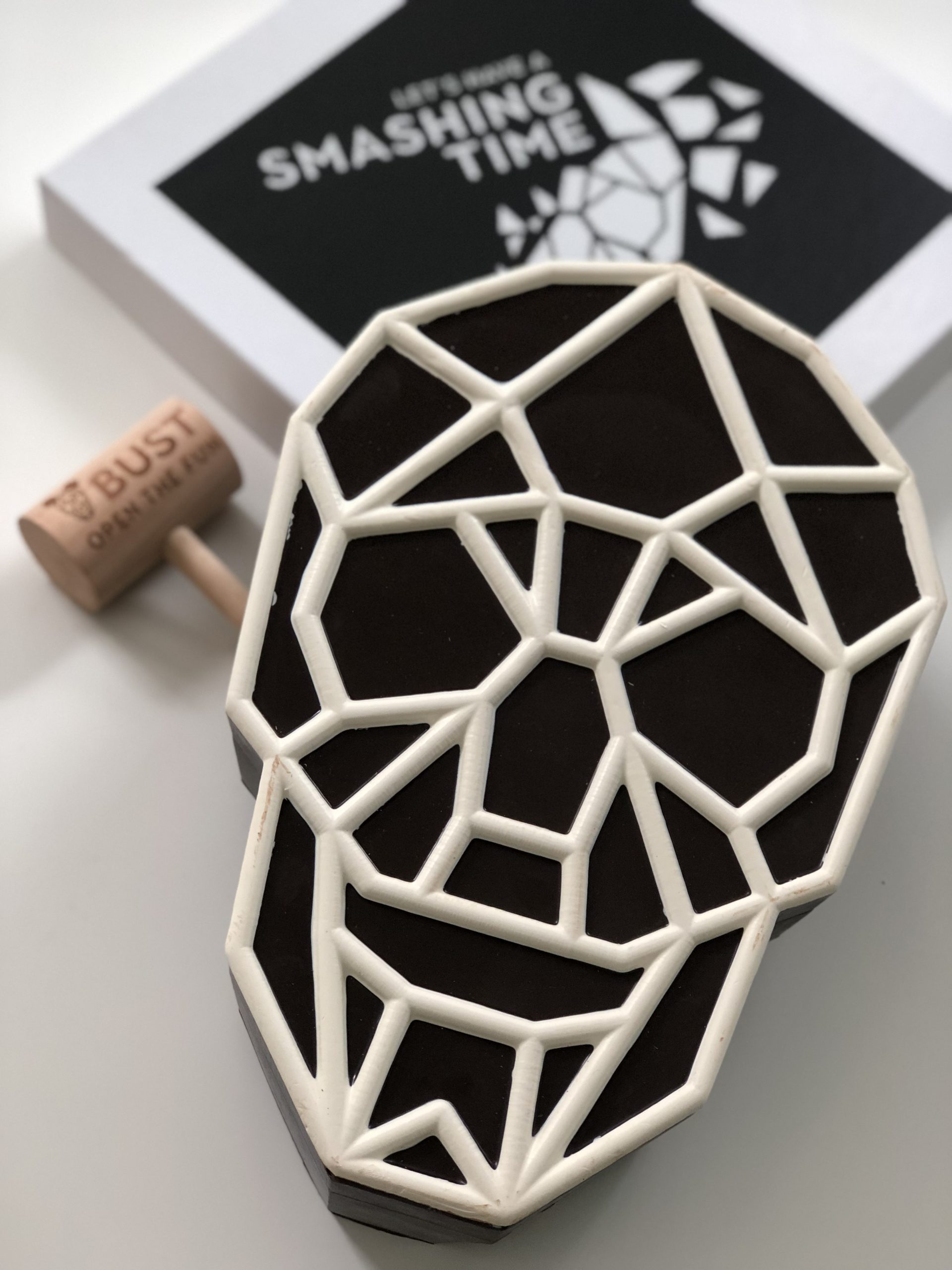 RedBliss' chocolate skull box, invitation inside.